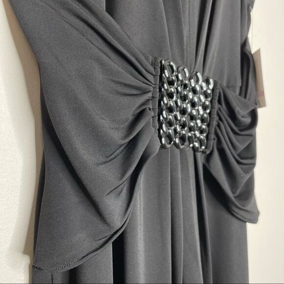 Donna Morgan NWT black mini dress stretchy flow Fit and Flare Night out Cocktail - Picture 4 of 11